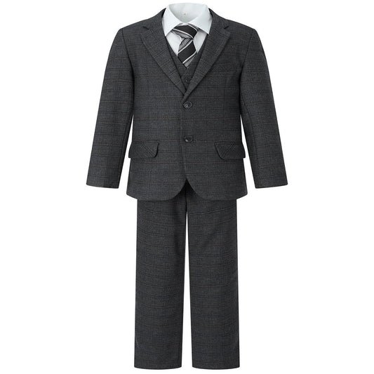 Samli Samuel Grey Check 5PC Suit