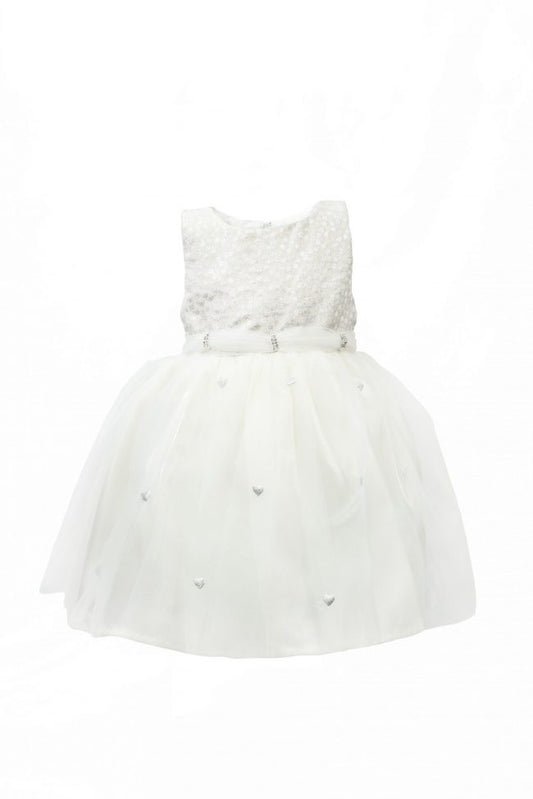 Sequin Heart Dress in Ivory