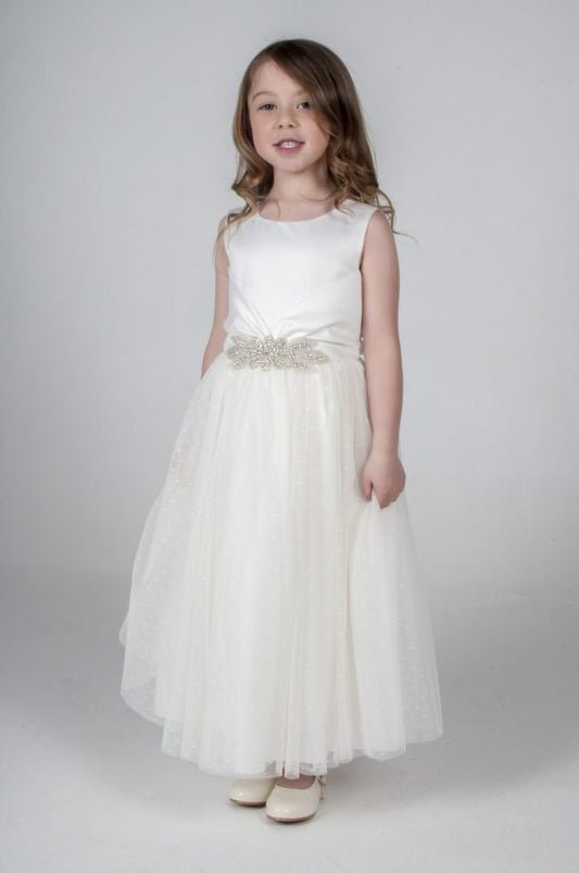 Visara Broach Dress In Ivory V341