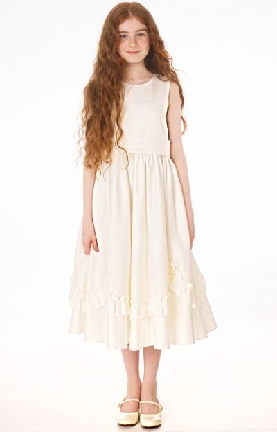 Visara Girls Diamond Belt Dress Ivory V361