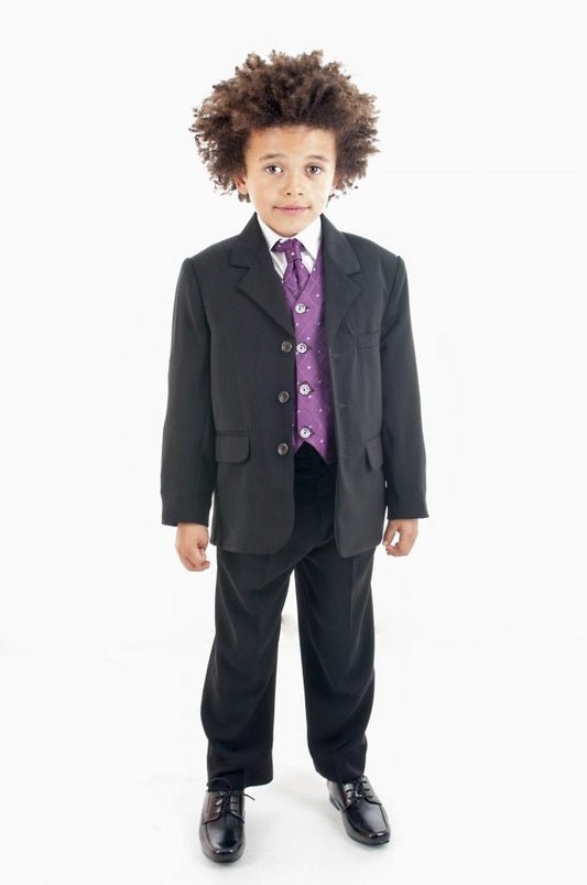 Vivaki 5 Piece Dobby Suit in Purple