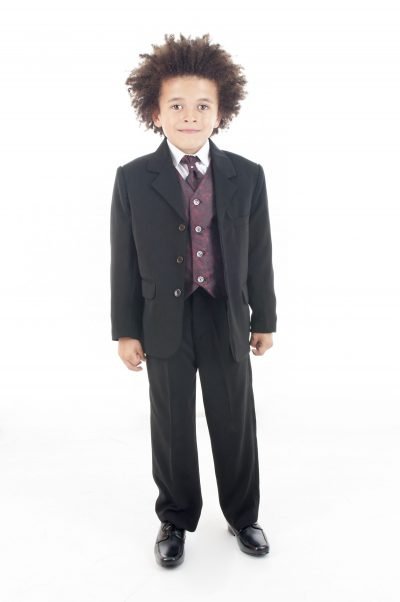 Vivaki 5 Piece Paisley Suit in Wine