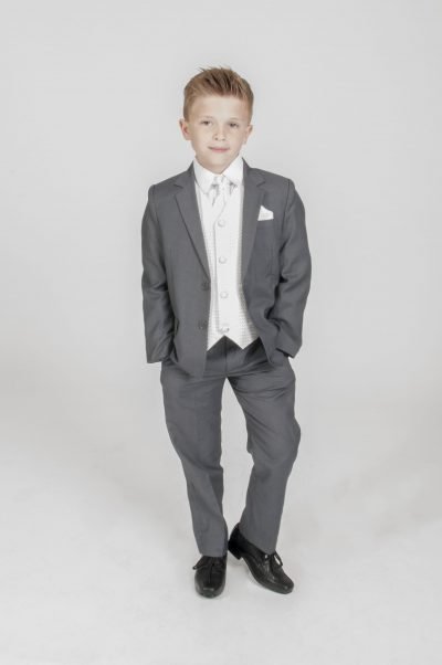5pc Grey Diamond Suit in Ivory