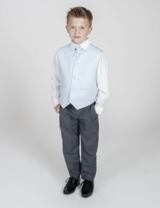 4pc Grey Diamond Suit in Blue